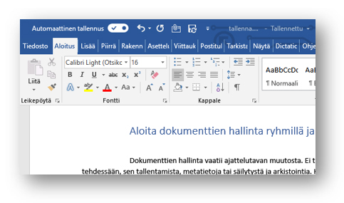 Office 365 tallenna automaattisesti